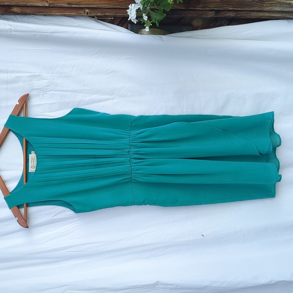 Propaganda dress turquoise teal pleated XS